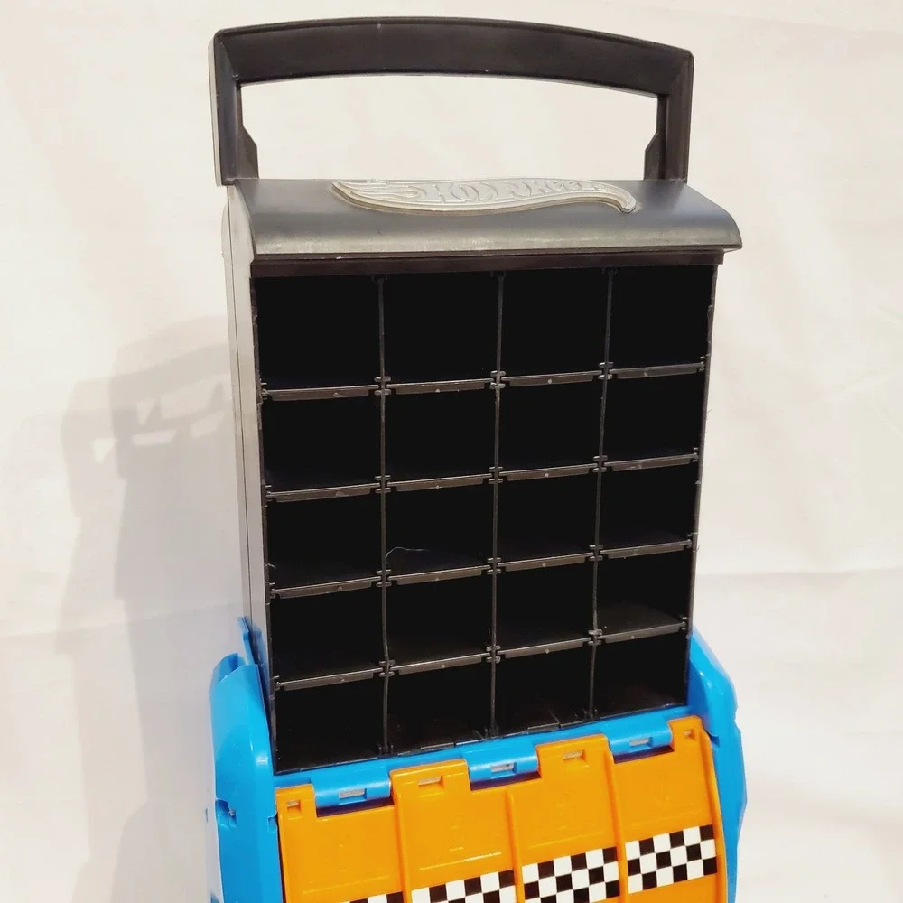 Hot Wheels Store N Go Multi Launcher 20 Car Storage Case 4 Way Race Track Blue